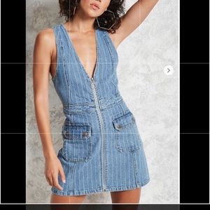 Denim zip front dress